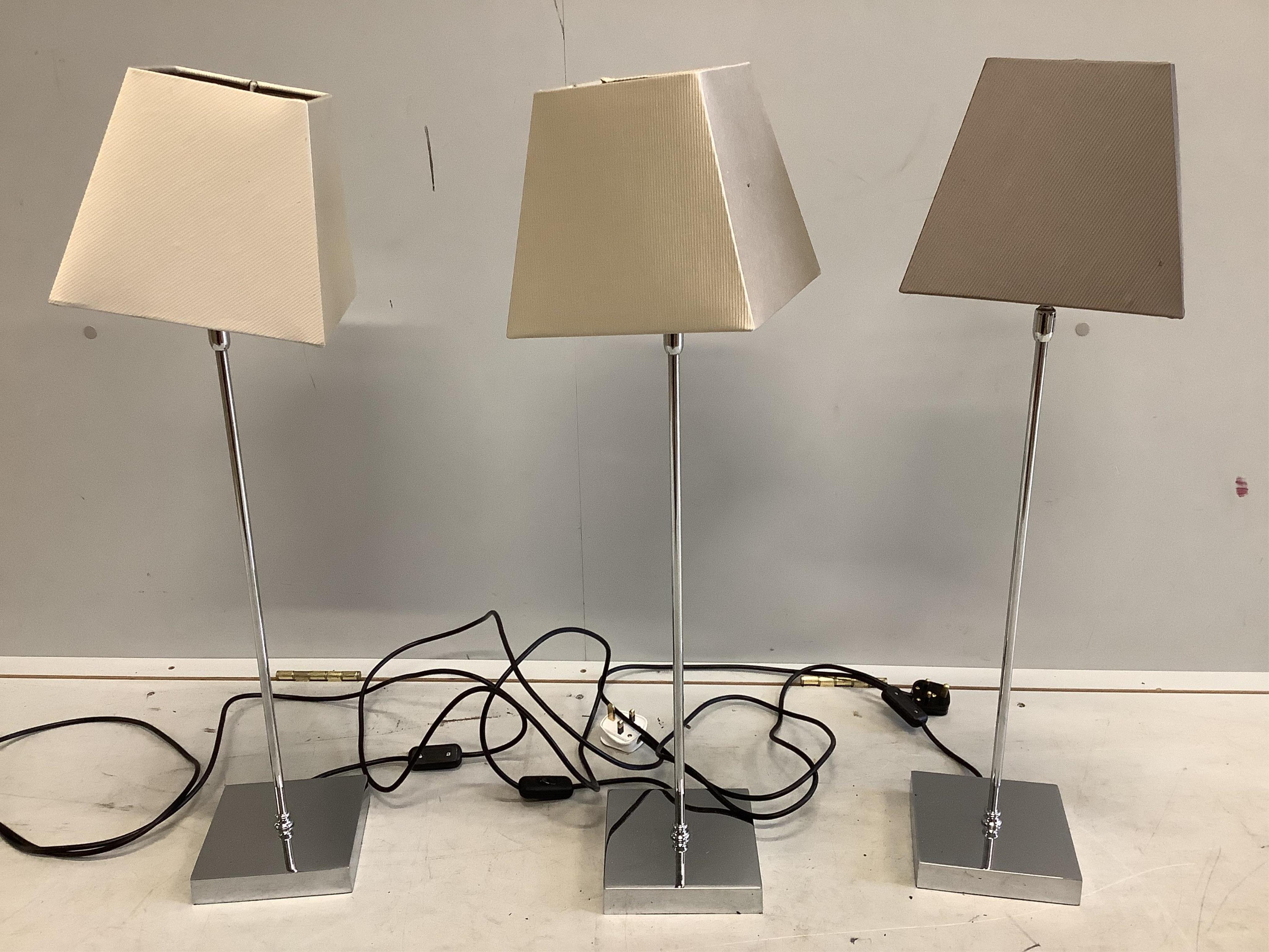 Three Heathfield & Co. Contemporary lamps with shades, height 75cm. Condition - good